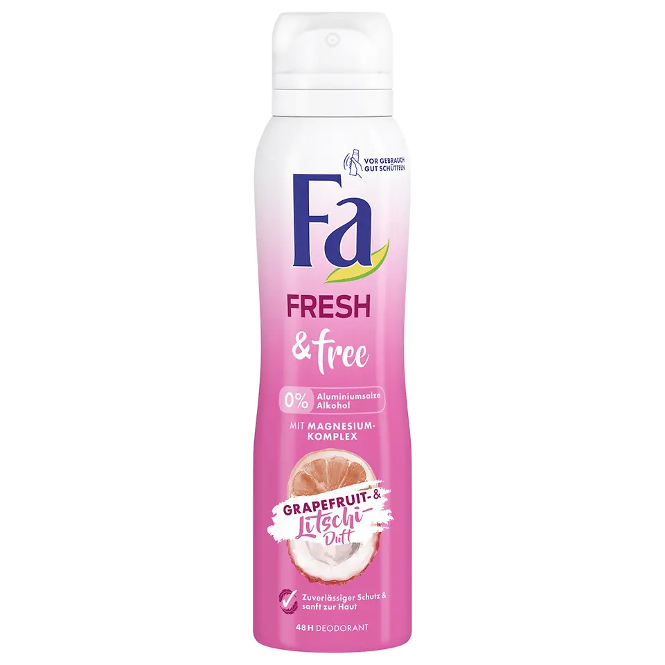 Fa Fresh & free Grapefruit- und Litschi-Duft, 48 H Deodorant