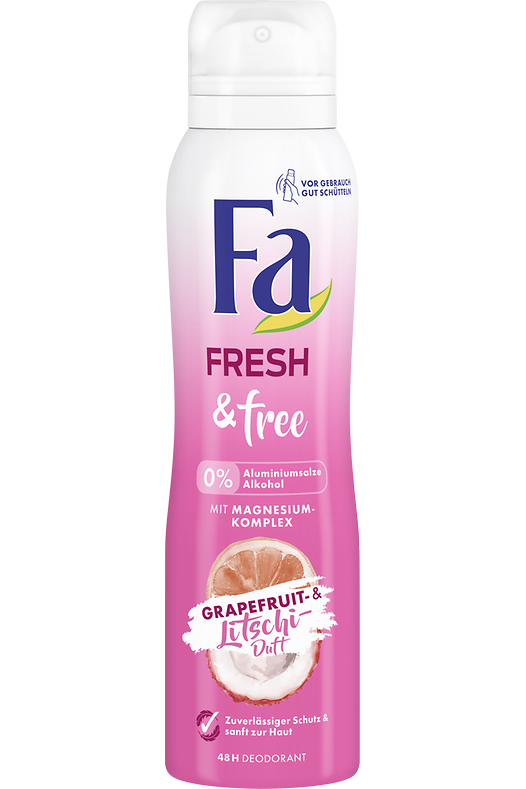 Fa Fresh & free Grapefruit- und Litschi-Duft, 48 H Deodorant