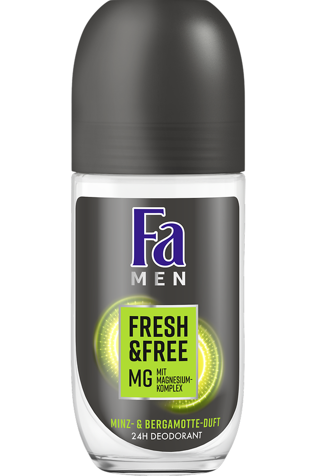 Fa Men Fresh & Free Minz- und Bergamotte-Duft, 24 H Deodorant, Roll-On