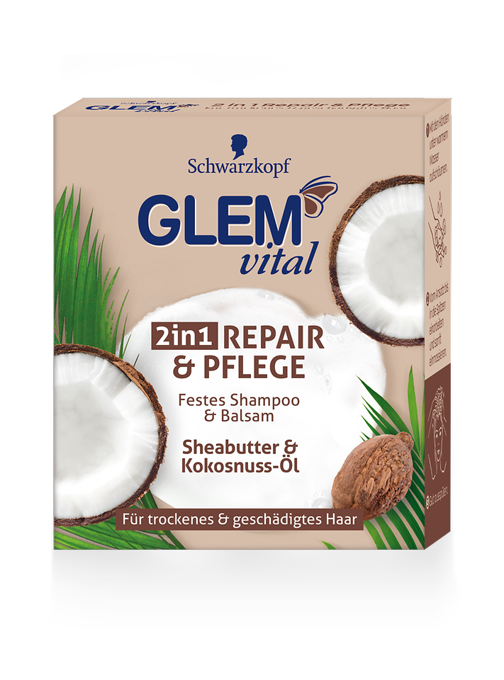 Glem vital 2 in 1 Repair & Pflege, Festes Shampoo & Feste Spülung