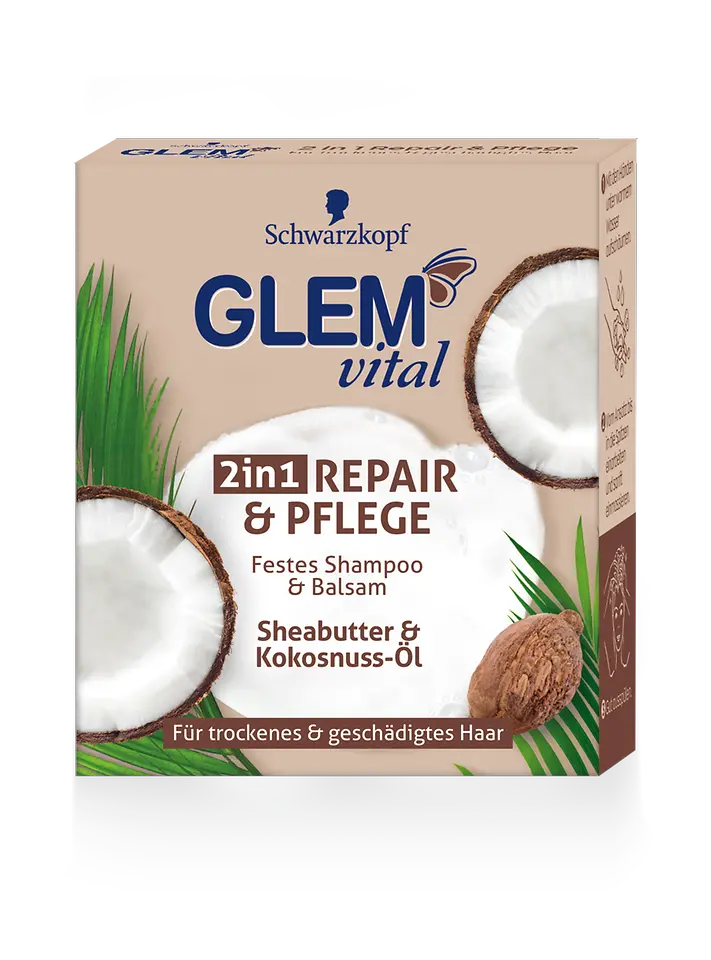 Glem vital 2 in 1 Repair & Pflege, Festes Shampoo & Feste Spülung
