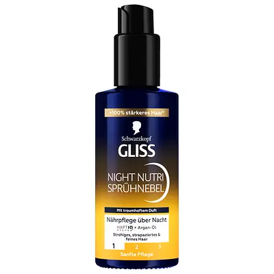 Boost für die abendliche Haarroutine, ohne das Haar zu beschweren – mit den neuen GLISS Night Sprühnebeln