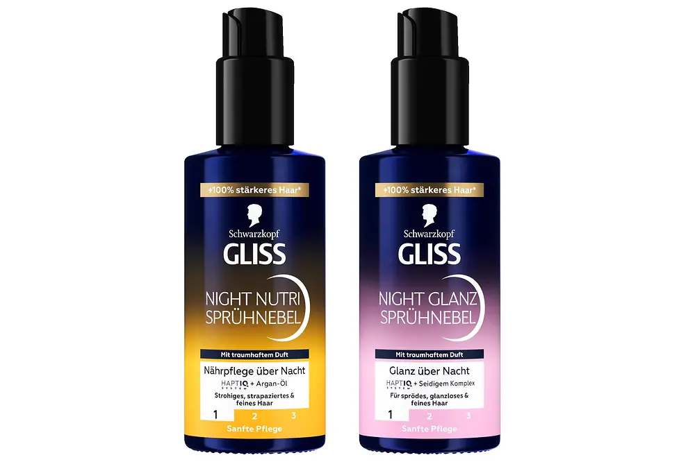 Boost für die abendliche Haarroutine, ohne das Haar zu beschweren – mit den neuen GLISS Night Sprühnebeln