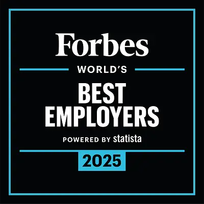 Das Logo der Auszeichnung „Forbes World’s Best Employers“.