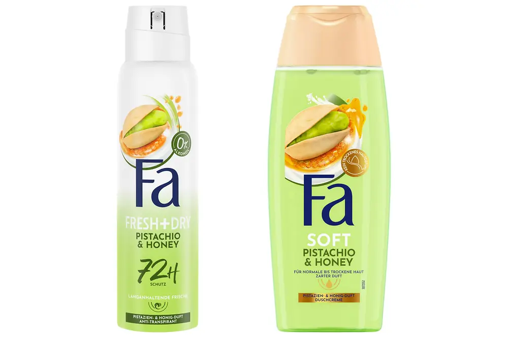 Fa Fresh + Dry Pistachio & Honey Anti-Transpirant Deospray und Fa Soft Pistachio & Honey Duschcreme