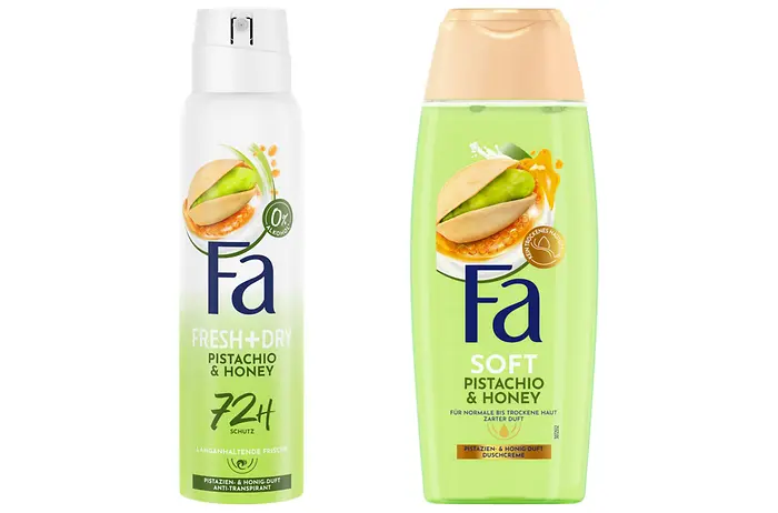 Fa Fresh + Dry Pistachio & Honey Anti-Transpirant Deospray und Fa Soft Pistachio & Honey Duschcreme