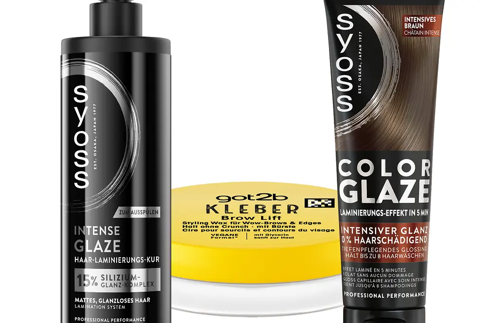 Syoss Intense Glaze Haar-Laminierungs-Kur, got2b Kleber Brow Lift Styling Wax, Syoss Color Glaze