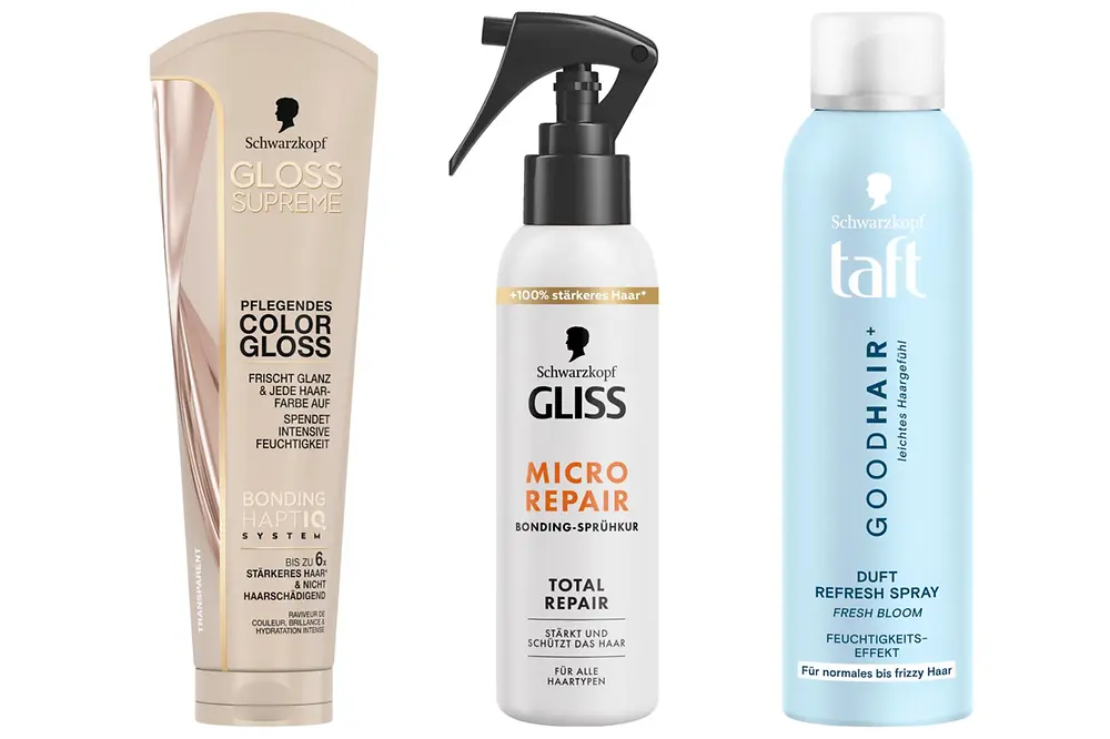 Schwarzkopf Gloss Supreme, Schwarzkopf GLISS Micro Repair Bonding-Sprühkur, Schwarzkopf taft GOOD HAIR Duft Refresh Spray
