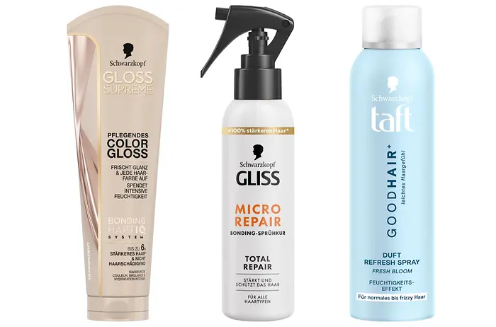 Schwarzkopf Gloss Supreme, Schwarzkopf GLISS Micro Repair Bonding-Sprühkur, Schwarzkopf taft GOOD HAIR Duft Refresh Spray
