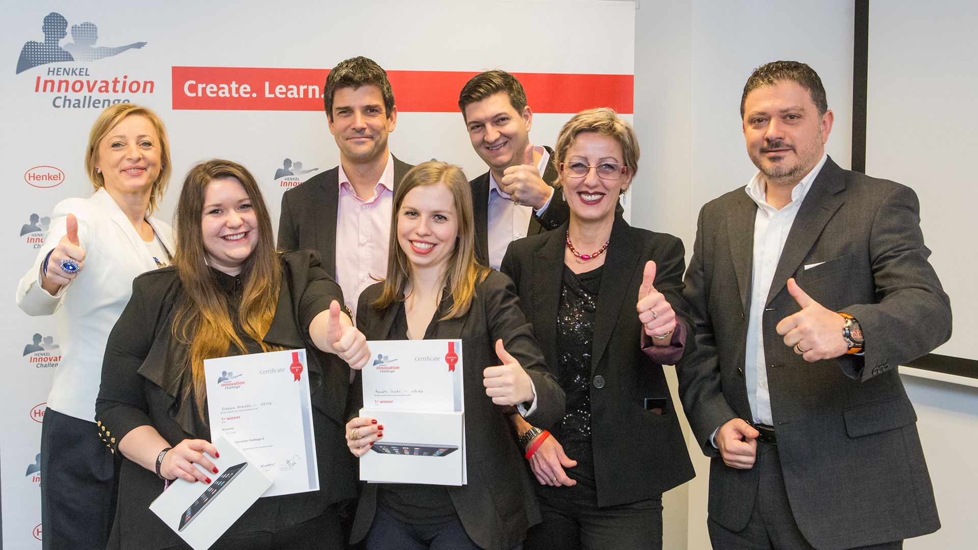 The winning team from Hungary with Henkel management