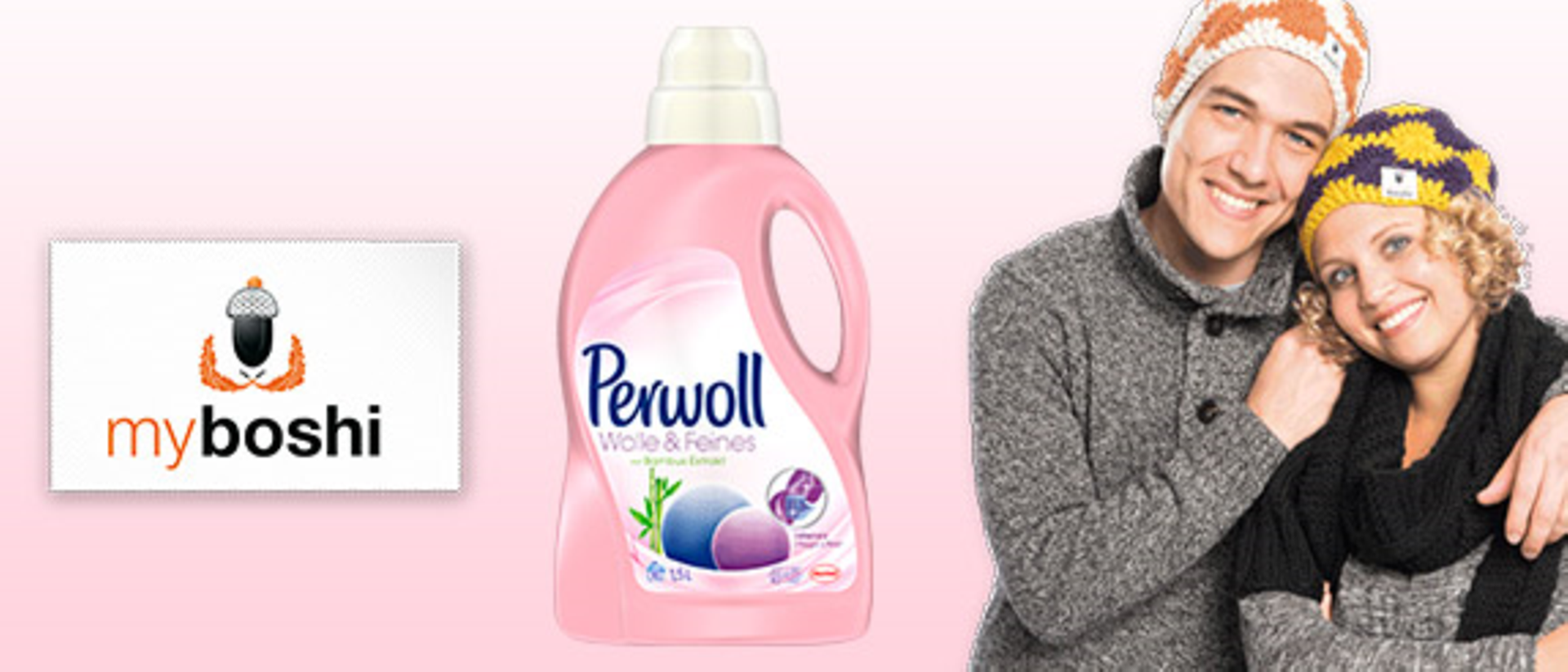 Gewinnchance auf eins von fünf Mützen-Häkelkits von myboshi und eine Flasche Perwoll Wolle & Feines
