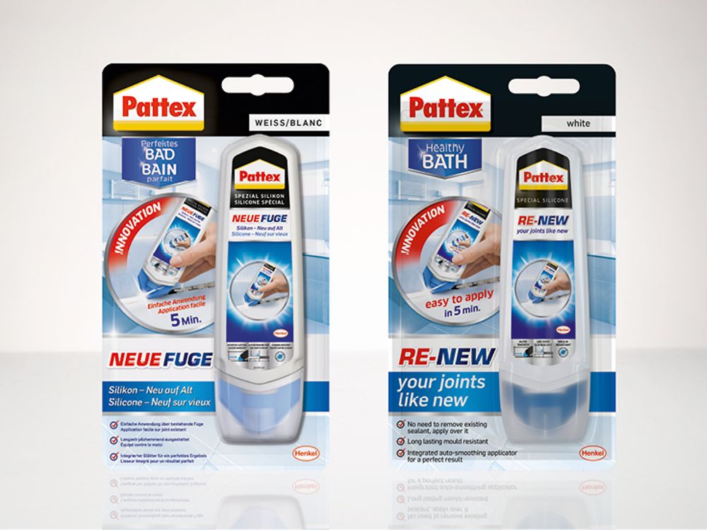 
Mit „Pattex Neue Fuge“ erstrahlen Badezimmerfugen in neuem Glanz – ohne die alten Silikonabdich-tungen aufwendig zu entfernen und neu zu verlegen. 