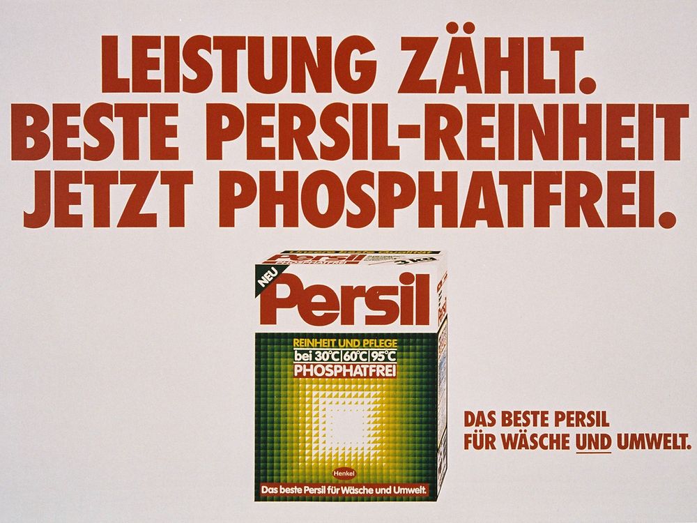 
In 1986, Persil was launched as a completely phosphate-free laundry detergent.