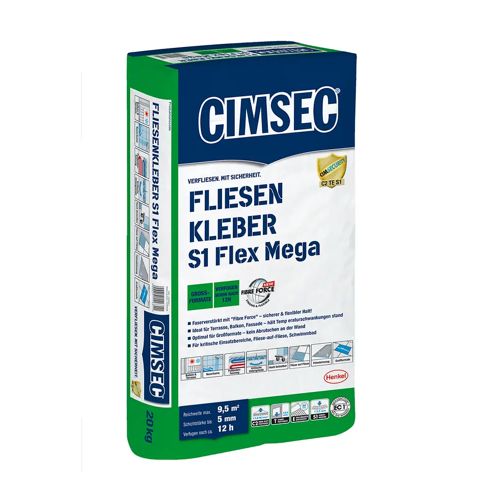 Die Künstlerin verwendet für alle ihre Werke den Fliesenkleber Cimsec S1.