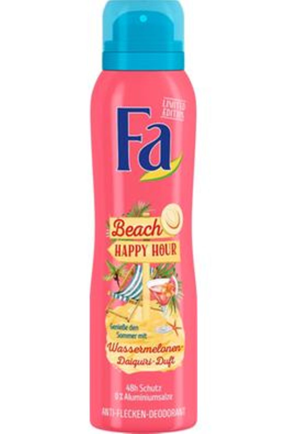 Fa Beach Happy Hour Anti-Flecken-Deodorant mit Wassermelonen-Daiquiri-Duft – ohne Aluminiumsalze